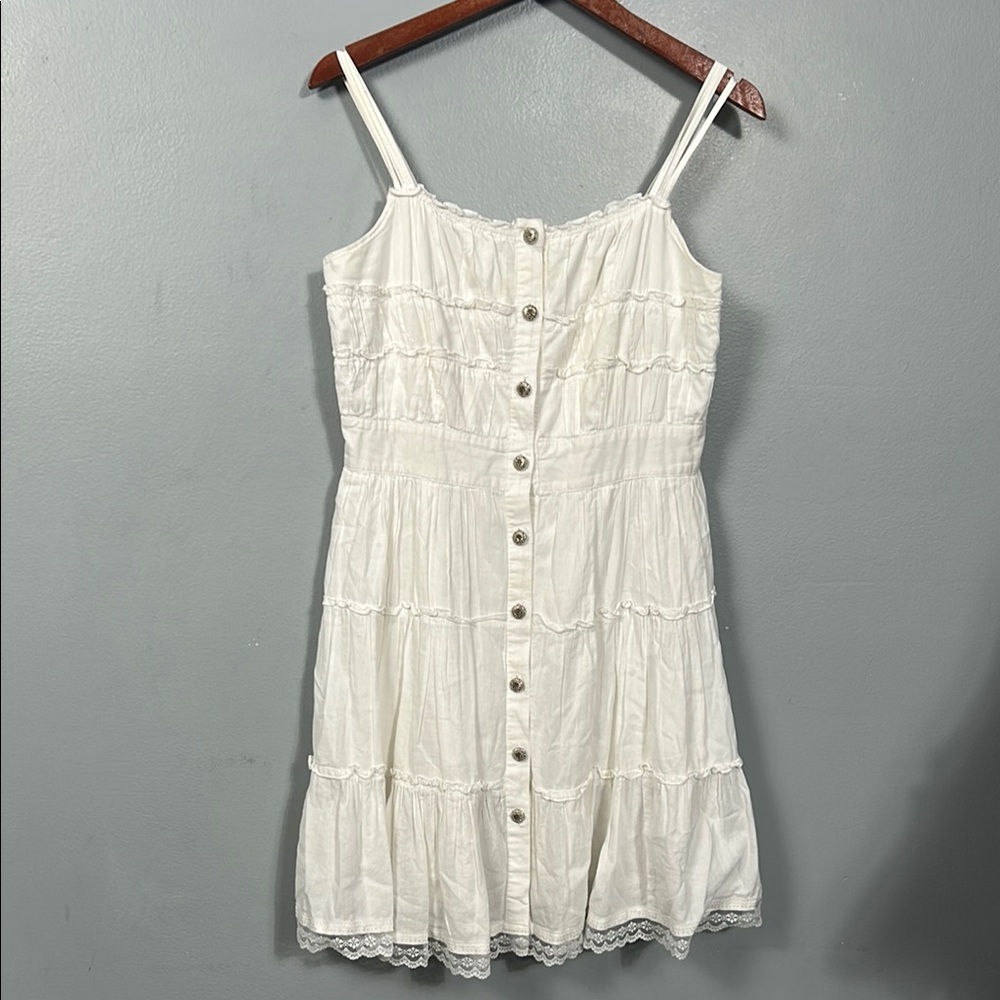 Vintage Prairie Elegant White Button-Down Dress size 10 off white layered